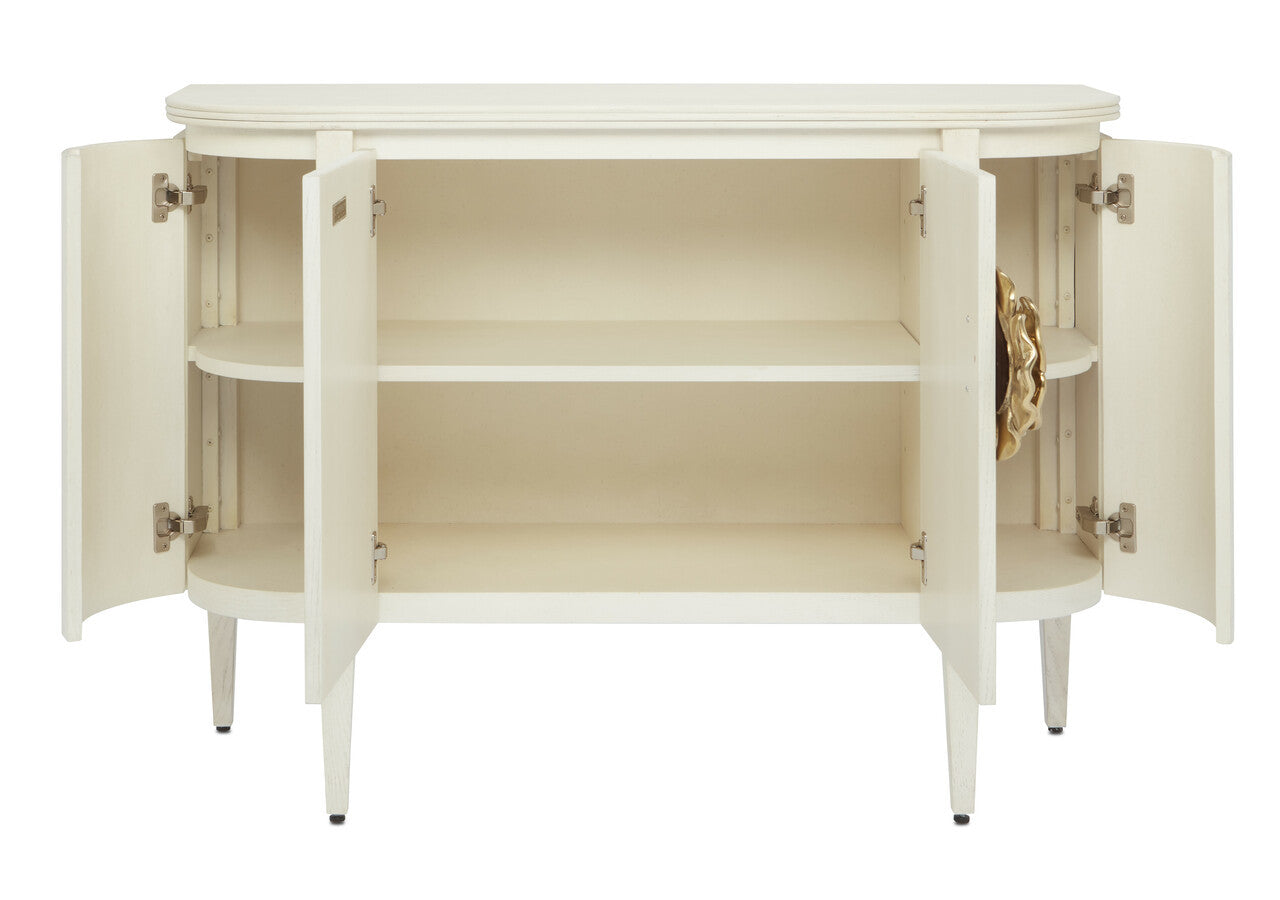 Currey & Co. Briallen White Demi-Lune Cabinet 3000-0201