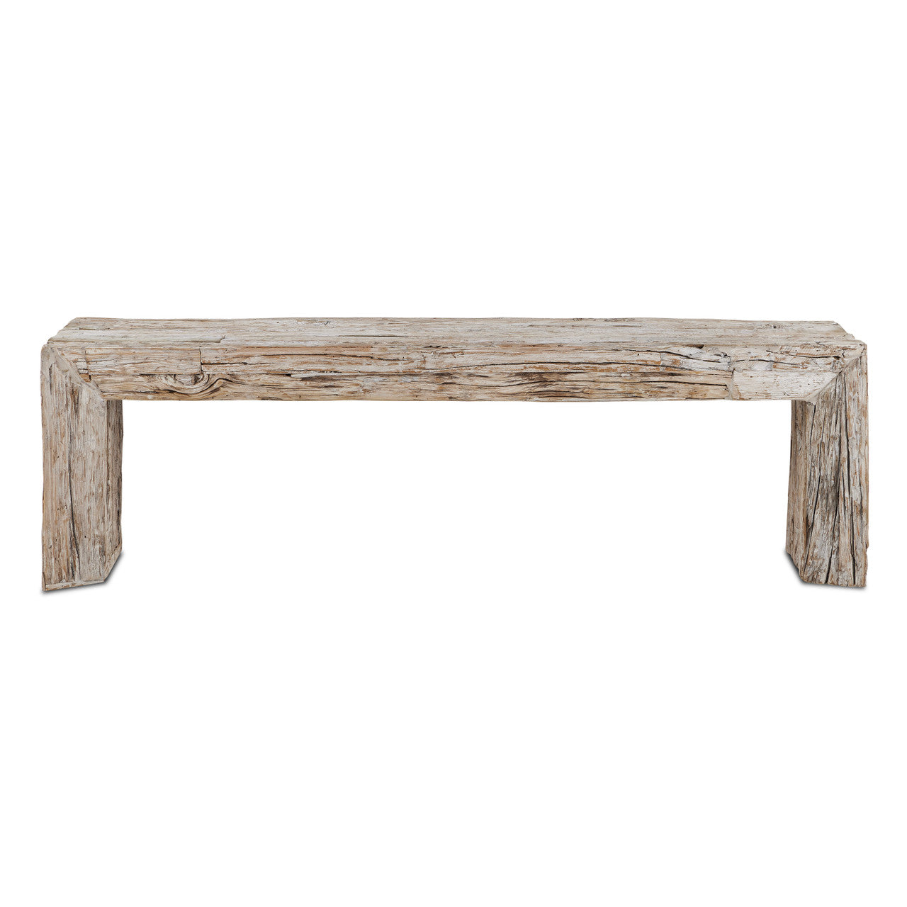 Currey & Co. Kanor Whitewash Bench 3000-0216