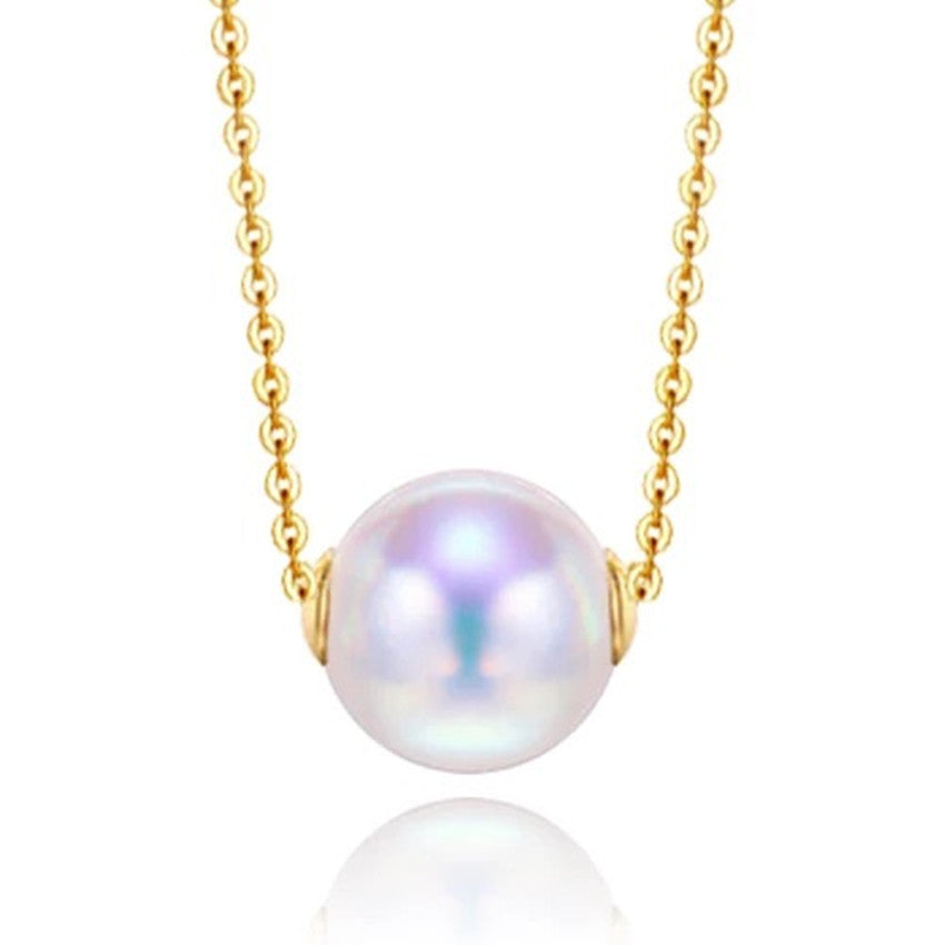 Road Pass 18 K gold Akoya natural seawater pearl pendant necklace, clavicle containing 18K gold chain