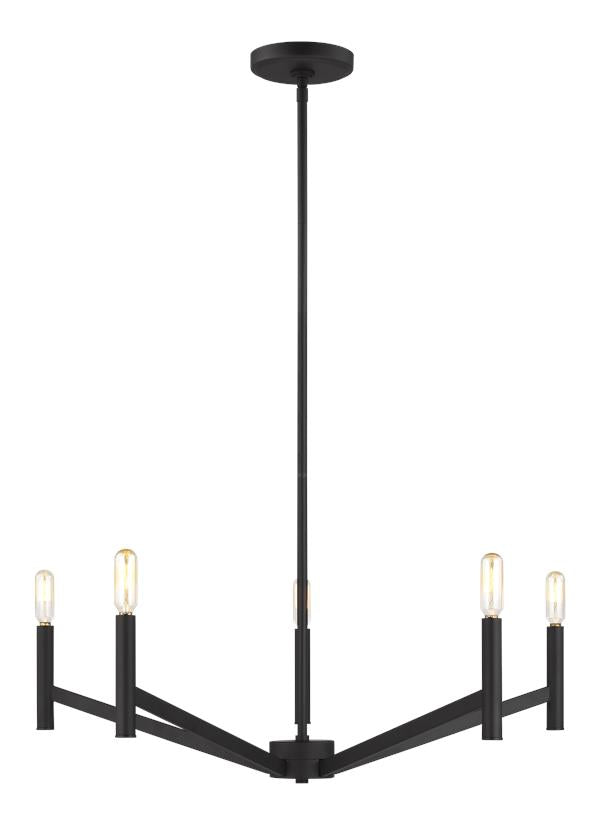 Visual Comfort Studio Studio Collection Vector Five Light Chandelier in Midnight Black 3124305-112