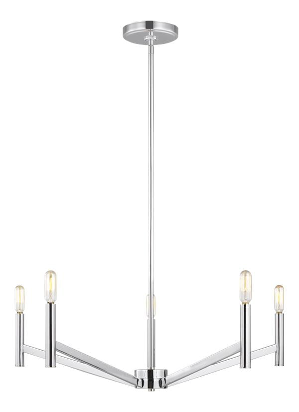 Visual Comfort Studio Studio Collection Vector Five Light Chandelier in Chrome 3124305EN-05