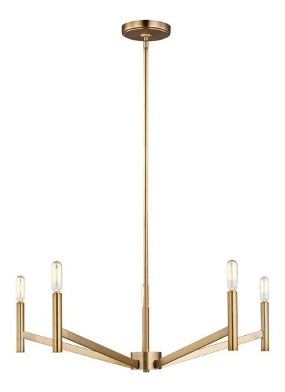 Visual Comfort Studio Studio Collection Vector Five Light Chandelier in Satin Brass 3124305EN-848