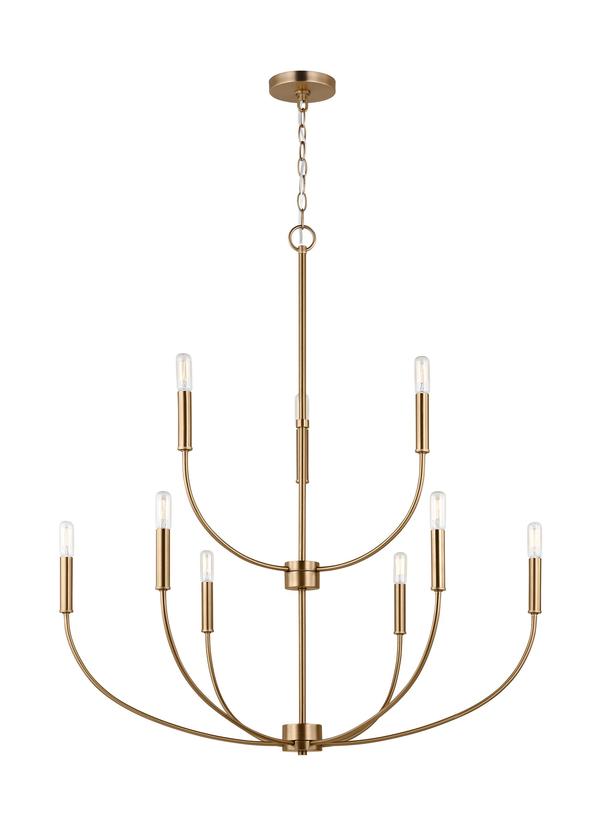 Visual Comfort Studio Studio Collection Greenwich Nine Light Chandelier in Satin Brass 3167109EN-848