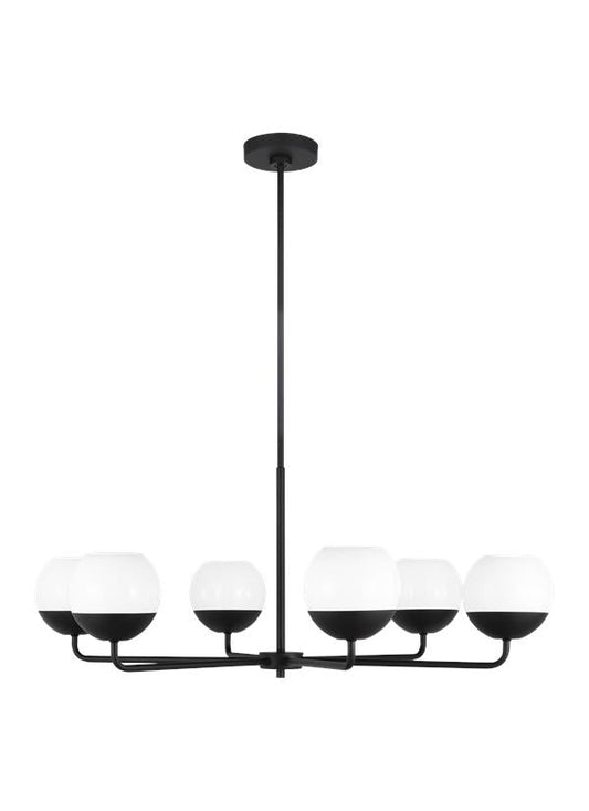 Visual Comfort Studio Studio Collection Alvin Six Light Chandelier in Midnight Black 3168106EN3-112