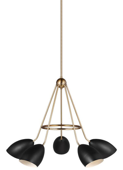 Visual Comfort Studio AERIN Summer Five Light Chandelier in Midnight Black 3175905-112