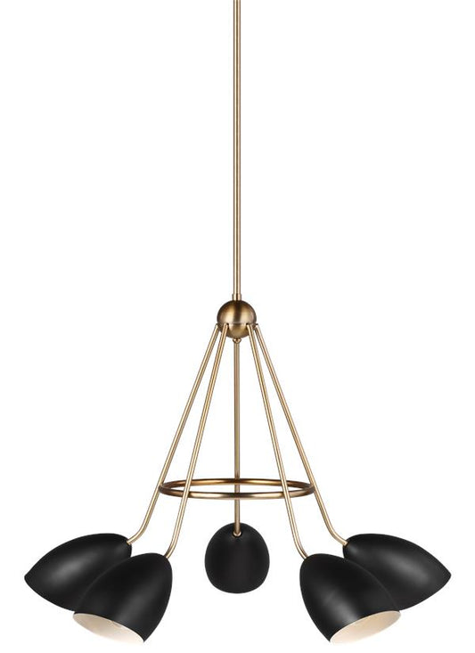 Visual Comfort Studio AERIN Summer Five Light Chandelier in Midnight Black 3175905-112