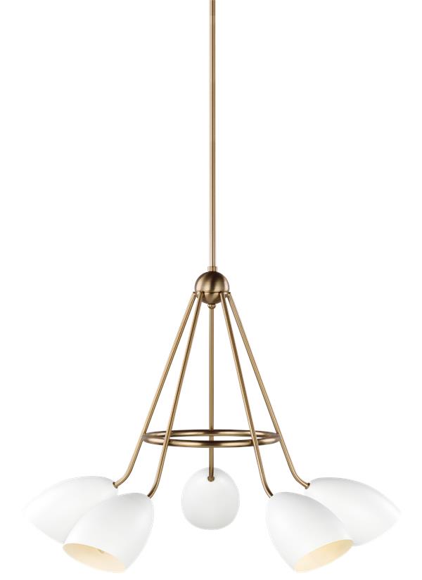 Visual Comfort Studio AERIN Summer Five Light Chandelier in Matte White 3175905-115