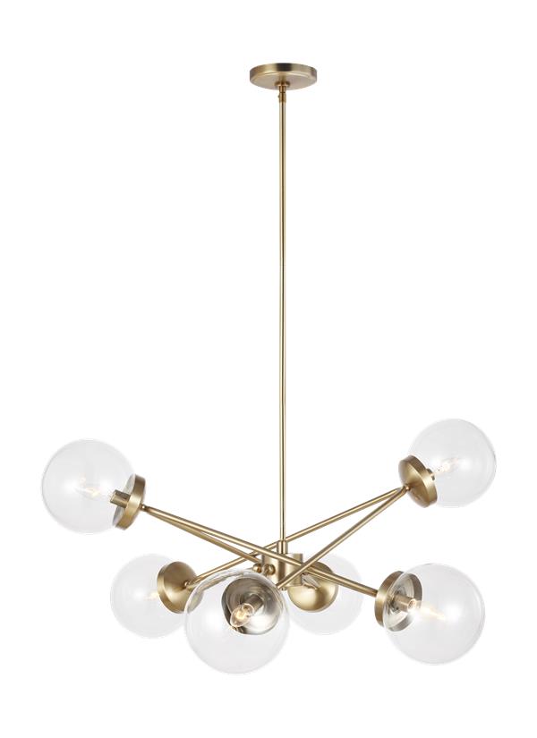 Visual Comfort Studio AERIN Tierney Six Light Chandelier in Satin Brass 3182706-848