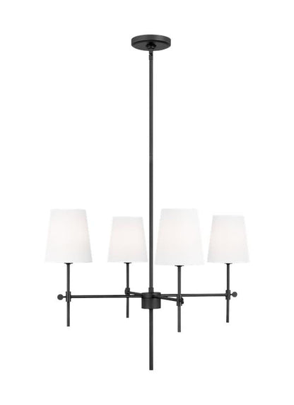 Visual Comfort Studio Thomas O'Brien Baker Four Light Small Chandelier in Midnight Black 3187204-112