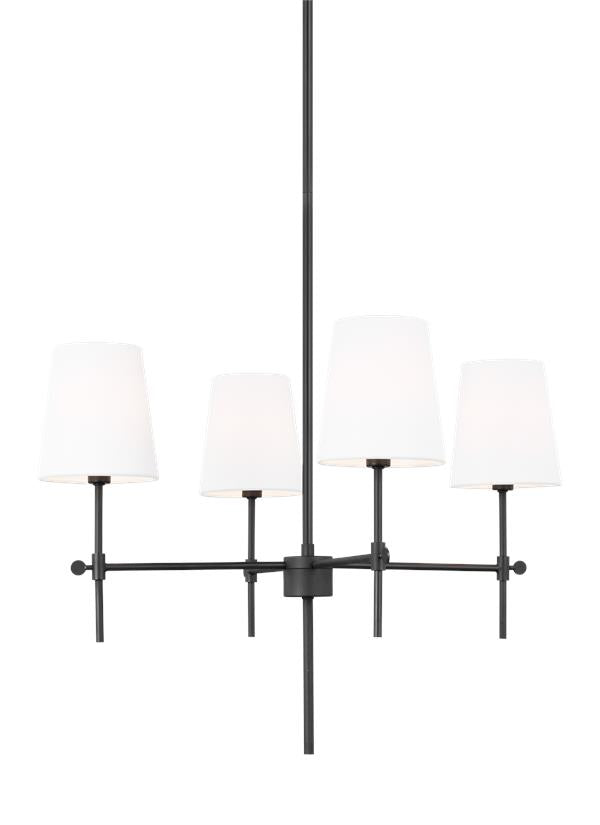 Visual Comfort Studio Thomas O'Brien Baker Four Light Small Chandelier in Midnight Black 3187204-112