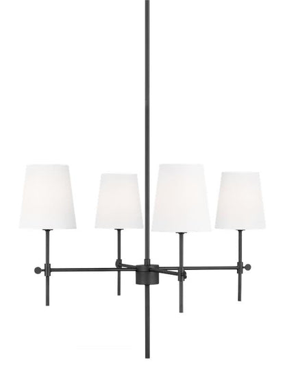 Visual Comfort Studio Thomas O'Brien Baker Four Light Small Chandelier in Midnight Black 3187204-112