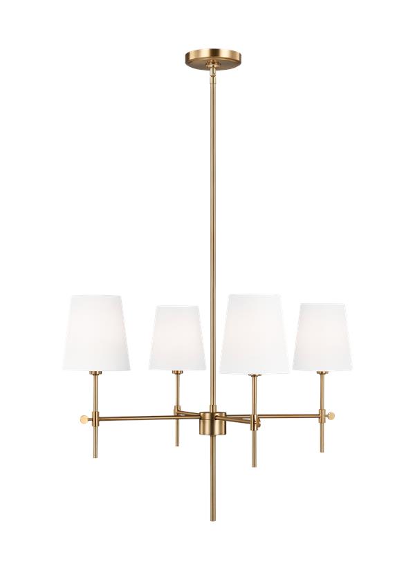 Visual Comfort Studio Thomas O'Brien Baker Four Light Small Chandelier in Satin Brass 3187204-848