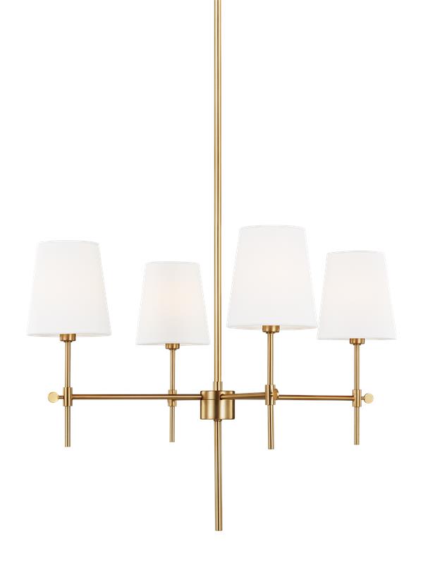 Visual Comfort Studio Thomas O'Brien Baker Four Light Small Chandelier in Satin Brass 3187204-848