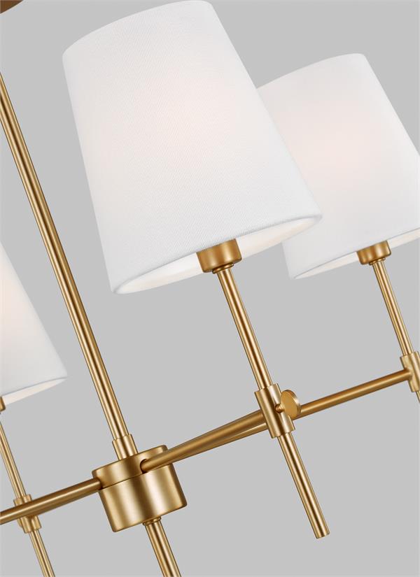 Visual Comfort Studio Thomas O'Brien Baker Four Light Small Chandelier in Satin Brass 3187204-848