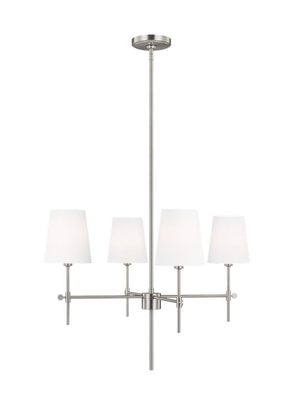 Visual Comfort Studio Thomas O'Brien Baker Four Light Small Chandelier in Brushed Nickel 3187204-962