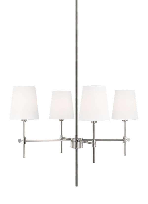 Visual Comfort Studio Thomas O'Brien Baker Four Light Small Chandelier in Brushed Nickel 3187204-962