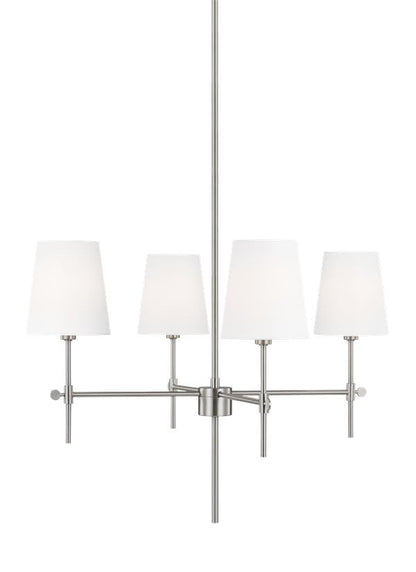 Visual Comfort Studio Thomas O'Brien Baker Four Light Small Chandelier in Brushed Nickel 3187204-962