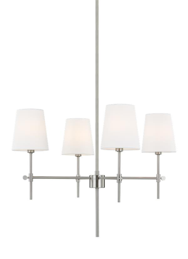 Visual Comfort Studio Thomas O'Brien Baker Four Light Small Chandelier in Brushed Nickel 3187204-962