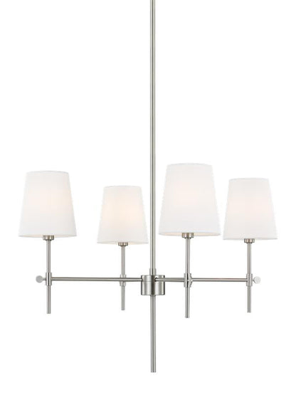 Visual Comfort Studio Thomas O'Brien Baker Four Light Small Chandelier in Brushed Nickel 3187204-962