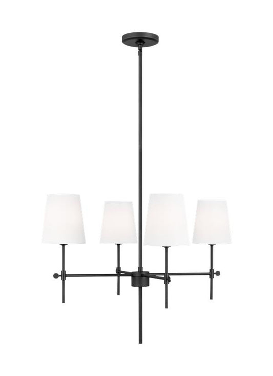 Visual Comfort Studio Thomas O'Brien Baker Four Light Small Chandelier in Midnight Black 3187204EN-112