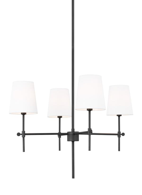 Visual Comfort Studio Thomas O'Brien Baker Four Light Small Chandelier in Midnight Black 3187204EN-112