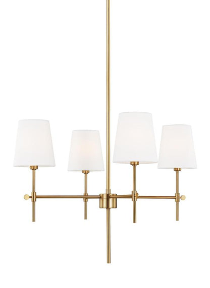 Visual Comfort Studio Thomas O'Brien Baker Four Light Small Chandelier in Satin Brass 3187204EN-848