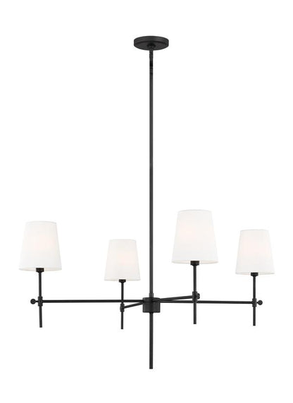 Visual Comfort Studio Thomas O'Brien Baker Four Light Large Chandelier in Midnight Black 3287204-112