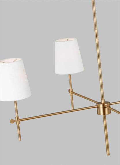 Visual Comfort Studio Thomas O'Brien Baker Four Light Large Chandelier in Satin Brass 3287204-848