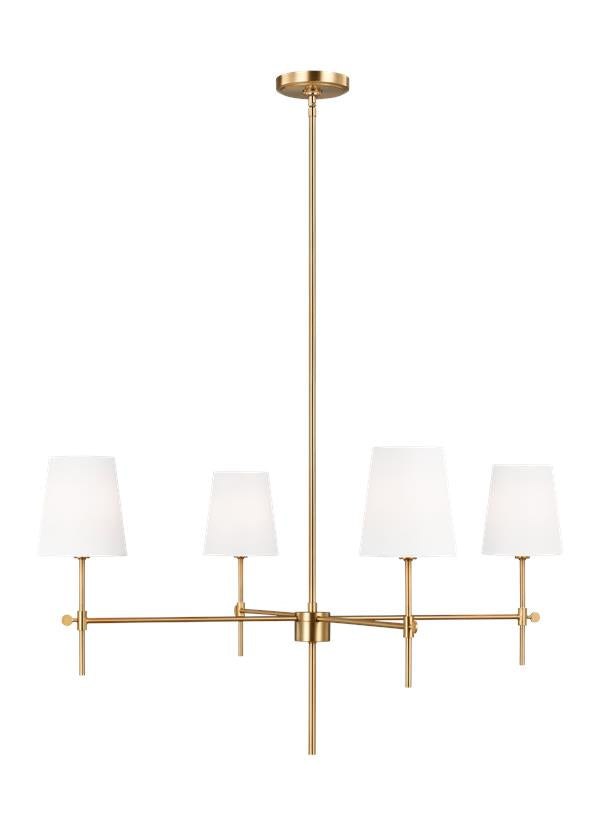 Visual Comfort Studio Thomas O'Brien Baker Four Light Large Chandelier in Satin Brass 3287204EN-848