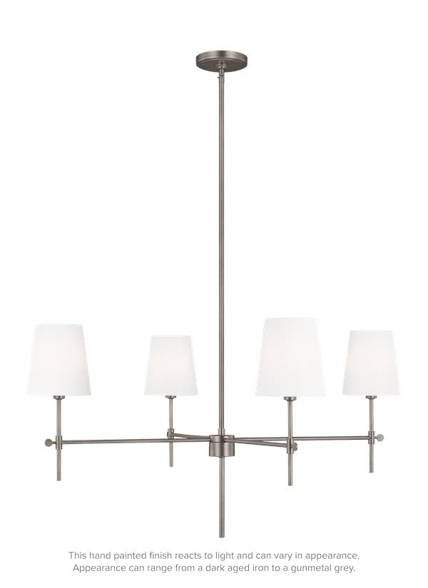 Visual Comfort Studio Thomas O'Brien Baker Four Light Large Chandelier in Antique Brushed Nickel 3287204EN-965