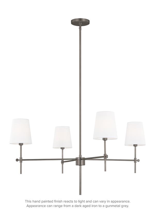 Visual Comfort Studio Thomas O'Brien Baker Four Light Large Chandelier in Antique Brushed Nickel 3287204EN-965