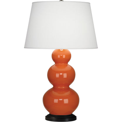 Robert Abbey  Pumpkin Triple Gourd Table Lamp in Pumpkin Glazed Ceramic with Deep Patina Bronze Finished Accents 332X