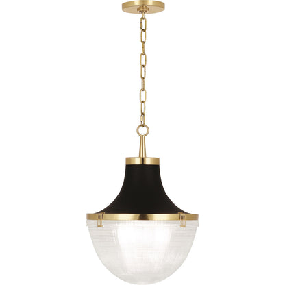 Robert Abbey  Brighton Pendant in Modern Brass Finish with Matte Black Shade Hood 3391