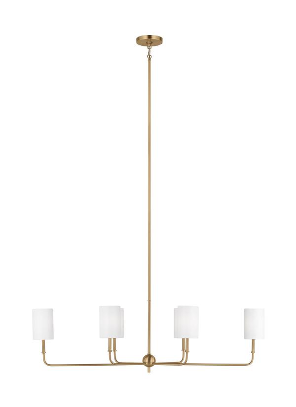 Visual Comfort Studio Studio Collection Foxdale Six Light Linear Chandelier in Satin Brass 3609306-848