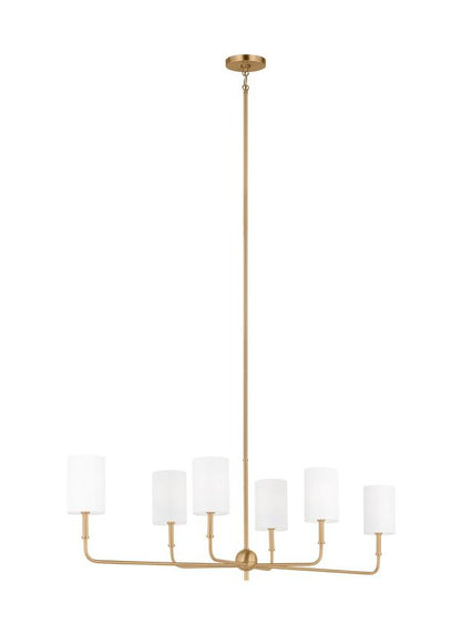 Visual Comfort Studio Studio Collection Foxdale Six Light Linear Chandelier in Satin Brass 3609306-848