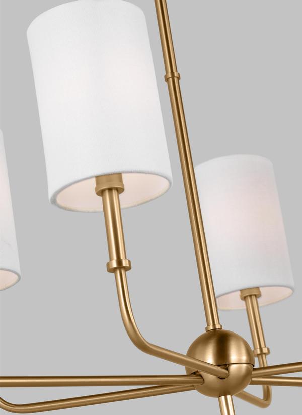 Visual Comfort Studio Studio Collection Foxdale Six Light Linear Chandelier in Satin Brass 3609306-848