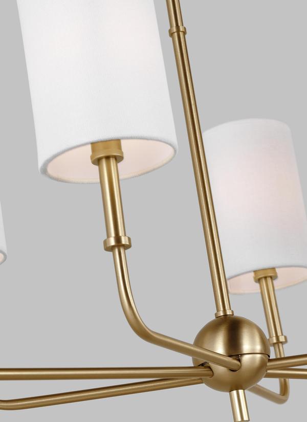 Visual Comfort Studio Studio Collection Foxdale Six Light Linear Chandelier in Satin Brass 3609306EN-848