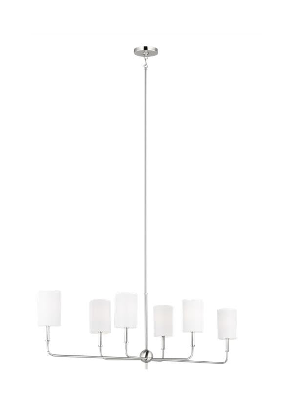 Visual Comfort Studio Studio Collection Foxdale Six Light Linear Chandelier in Brushed Nickel 3609306EN-962