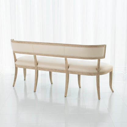 Global Views Klismos Bench Beige Leather 2429