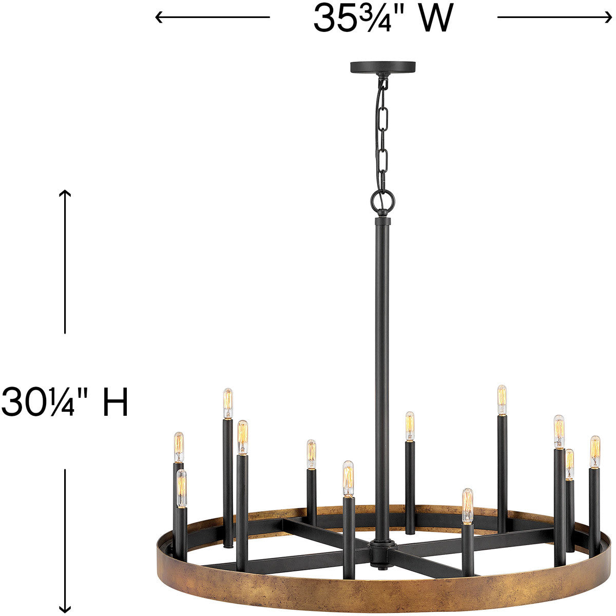 Hinkley Lighting Wells Large Single Tier Weathered Brass 3869WA