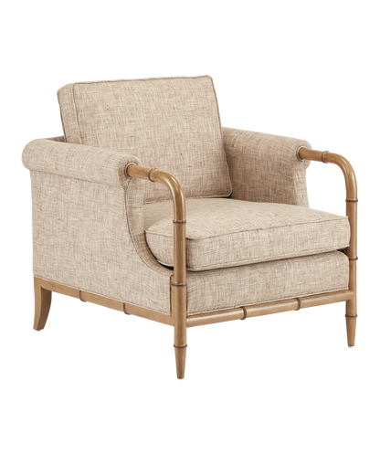 Currey & Co. Merle Walnut Armchair, Finn Safari 7000-0602