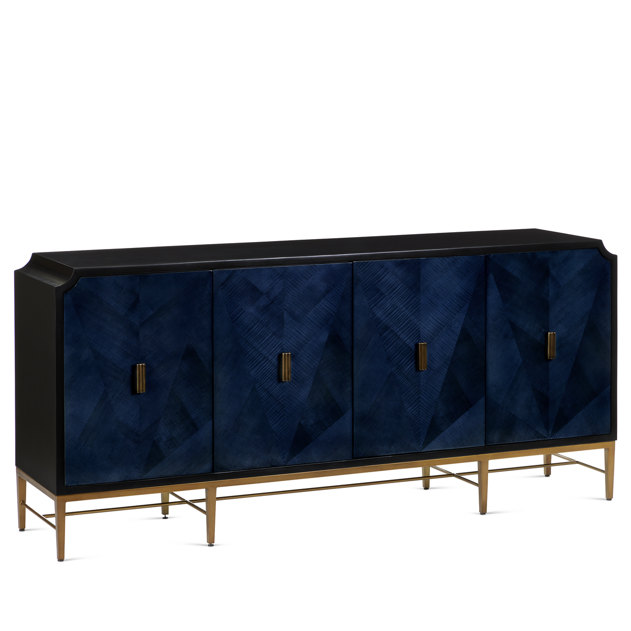 Currey & Co. Kallista 80" Blue Sycamore Mahogany Credenza 3000-0247