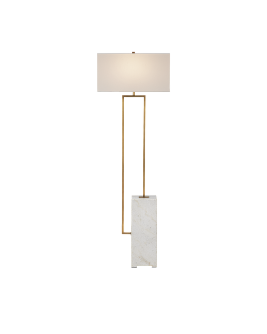 Currey & Co Beside Floor Lamp in White/Antique Brass 8000-0154