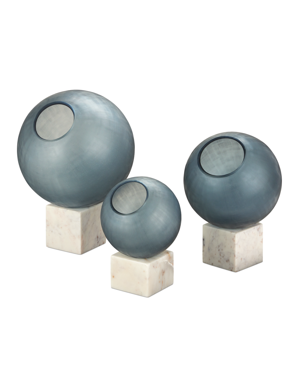 Currey & Co Fresno Blue Orb Set of 3 in Indigo Blue/Natural 1200-0900