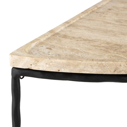 Currey & Co. Boyles Travertine Demi-Lune Table 4000-0138