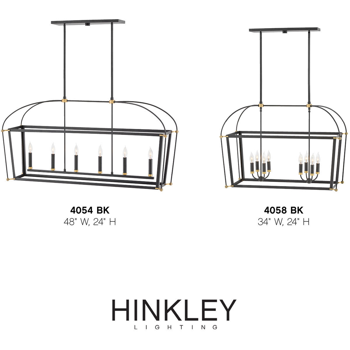 Hinkley Lighting Selby Six Light Open Frame Linear Black 4054BK