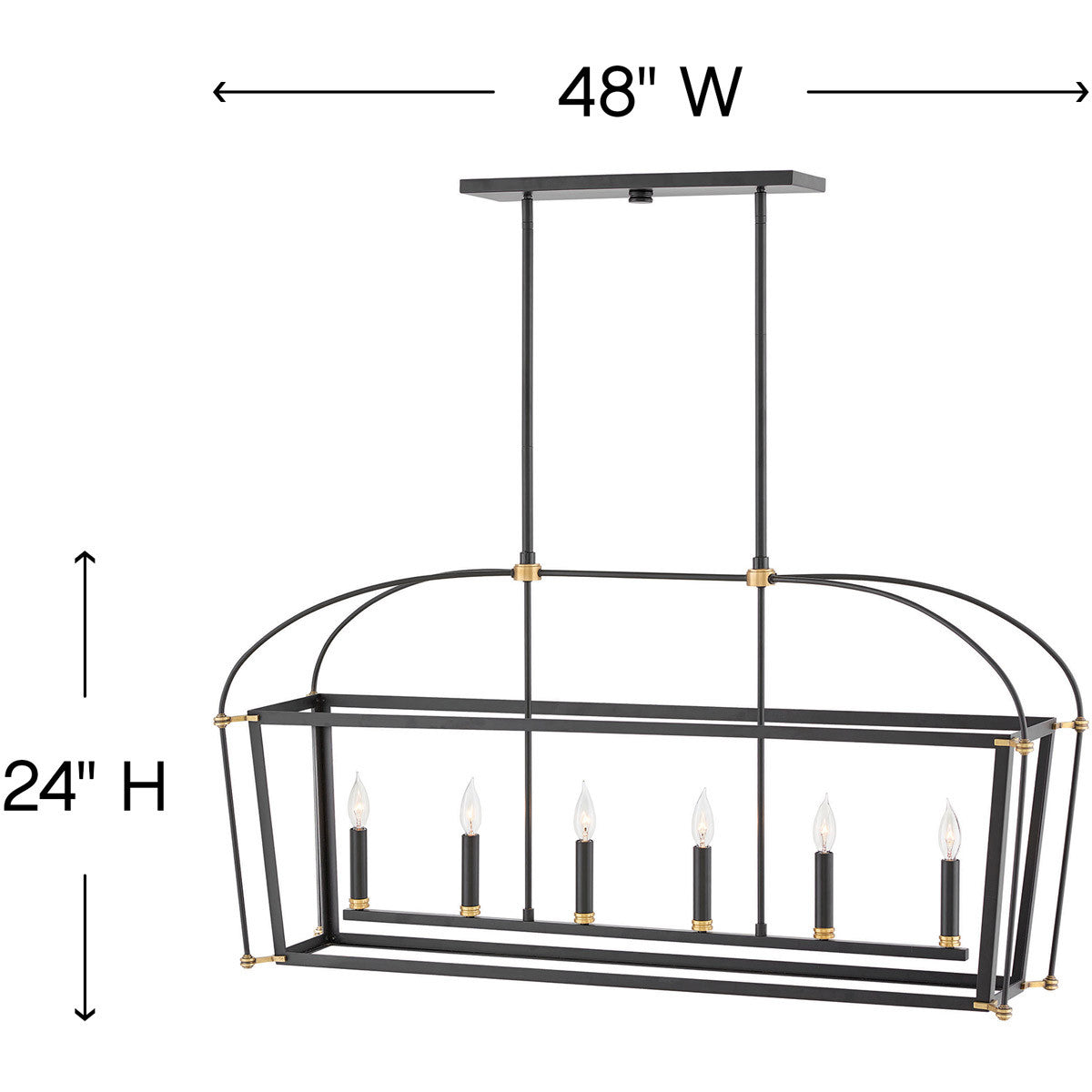 Hinkley Lighting Selby Six Light Open Frame Linear Black 4054BK