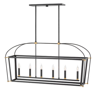 Hinkley Lighting Selby Six Light Open Frame Linear Black 4054BK