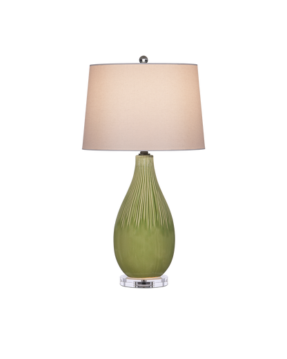 Currey & Co Anjou Table Lamp in Pale Green/Off-White/Clear/Satin Nickel 6000-0943