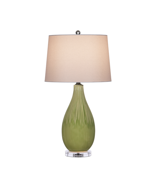 Currey & Co Anjou Table Lamp in Pale Green/Off-White/Clear/Satin Nickel 6000-0943